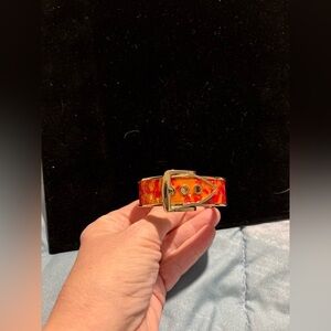 Stylish Orange and Gold Bangle Buckle Bracelet